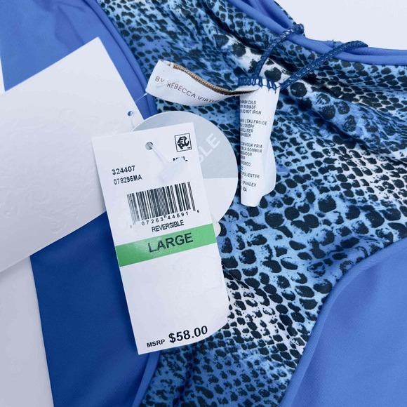 NWT Becca Size Large Reversible Bikini Blue Snake Print Pattern - Picture 6 of 12